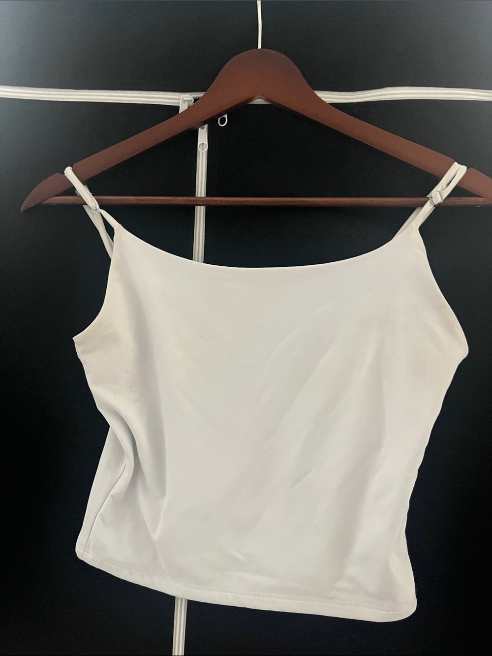 Buckle White Spaghetti Strap Crop Cami